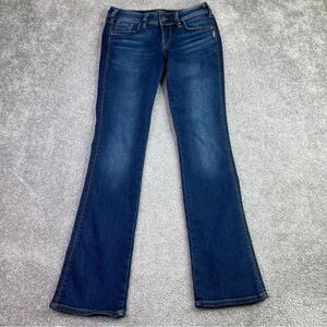 Silver Jeans Women’s 27X32 Blue Suki Slim Boot Low Rise Dark Denim Stretch